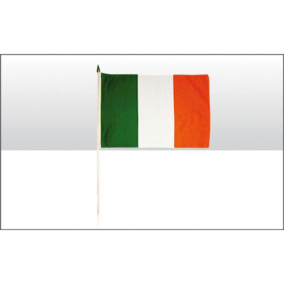Ireland Tricolour Flag 12" X 18" (Approx.) wood pole
